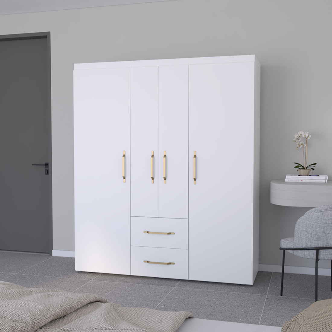 59" White Two Drawer Combo Dresser - GreatEagleInc