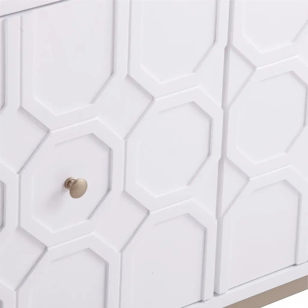 59" White and Gold Sideboard with Three Doors Homeroots Kitchen & Dining