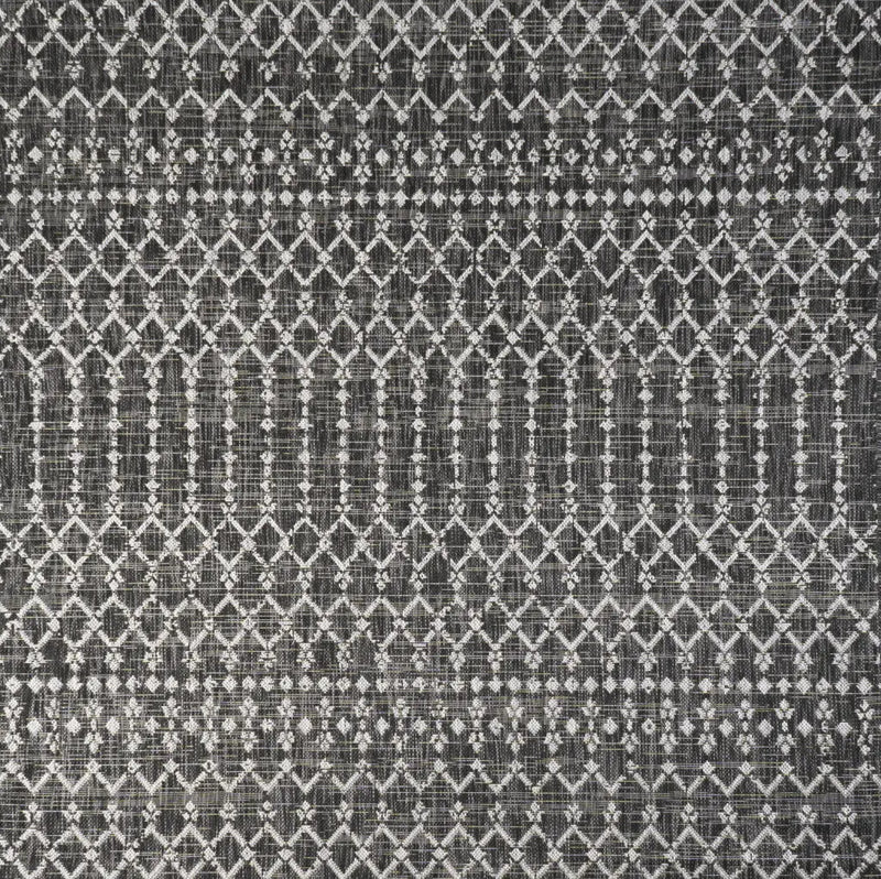 5' Black And Gray Square Trellis Indoor Outdoor Area Rug Homeroots Outdoor