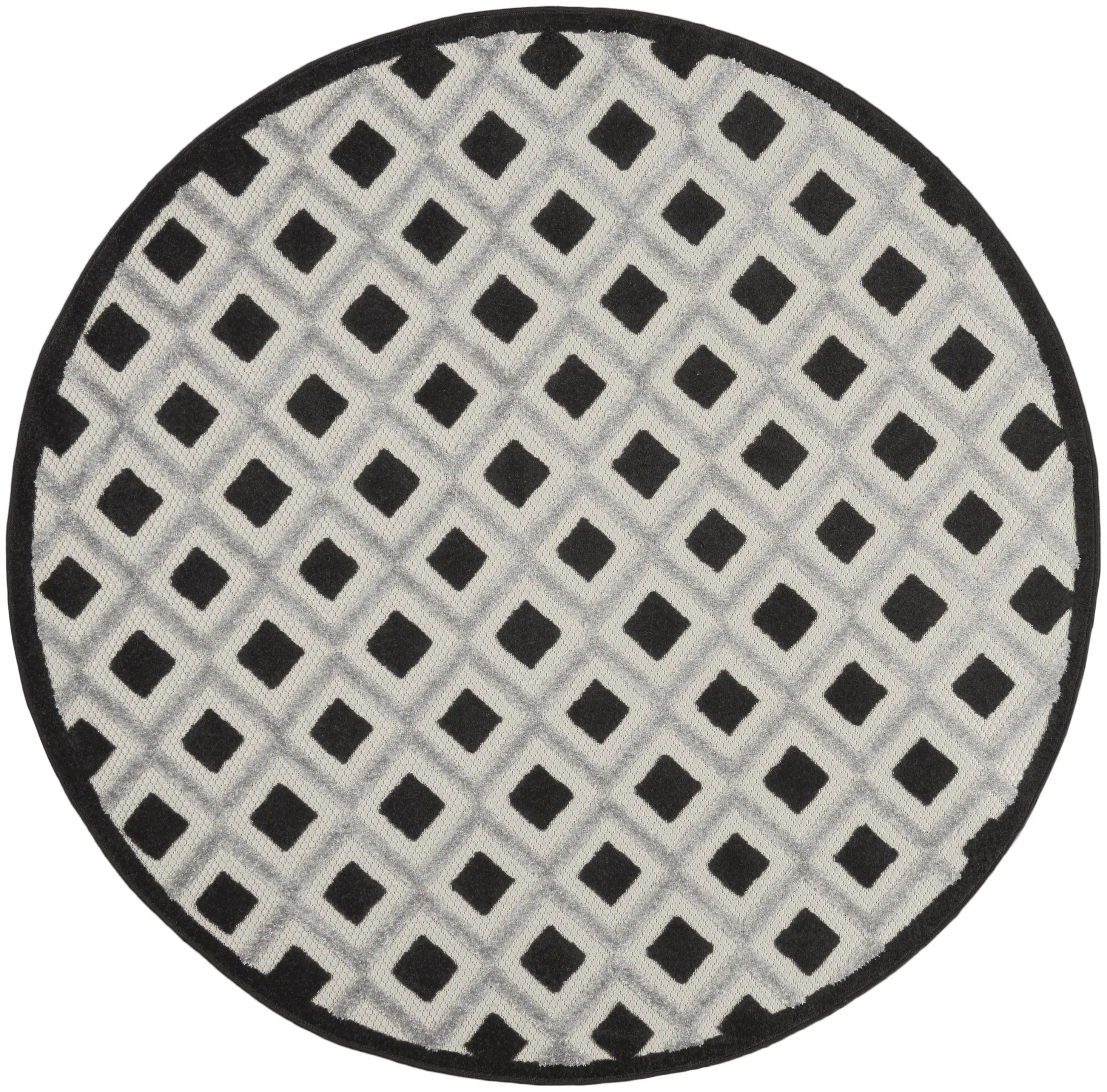 5' Black And White Round Geometric Indoor Outdoor Area Rug Homeroots Outdoor