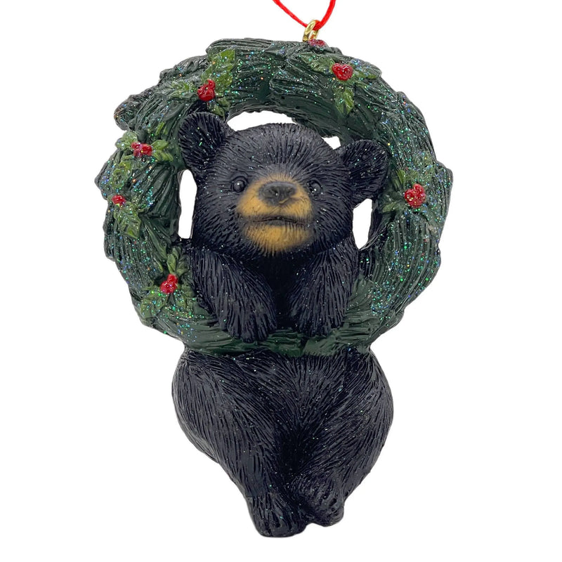 5" Black Green And Red Resin Bear Christmas Figurine GreatEagleInc