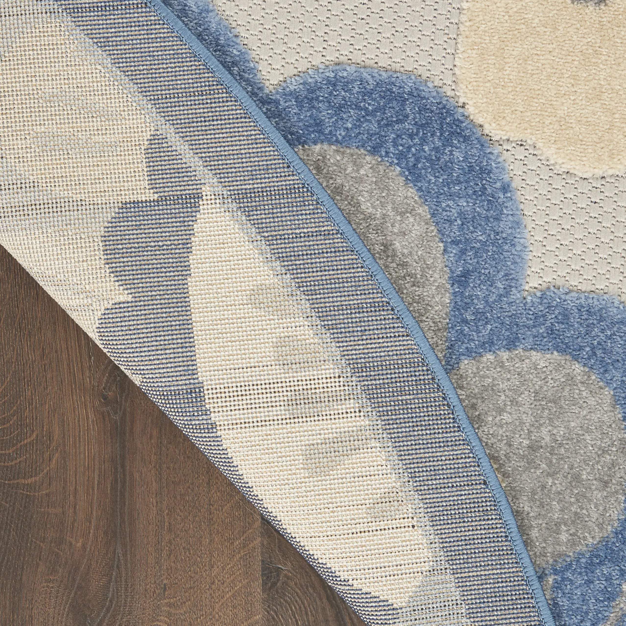 5' Blue And Gray Round Floral Indoor Outdoor Area Rug Homeroots Outdoor