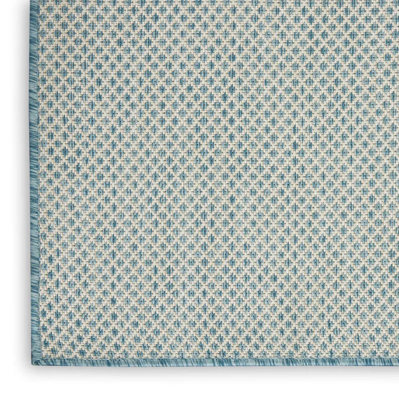 5' Blue Square Geometric Power Loom Area Rug Homeroots Outdoor