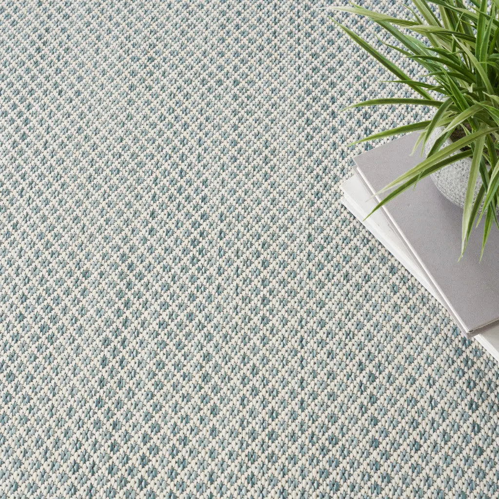 5' Blue Square Geometric Power Loom Area Rug Homeroots Outdoor