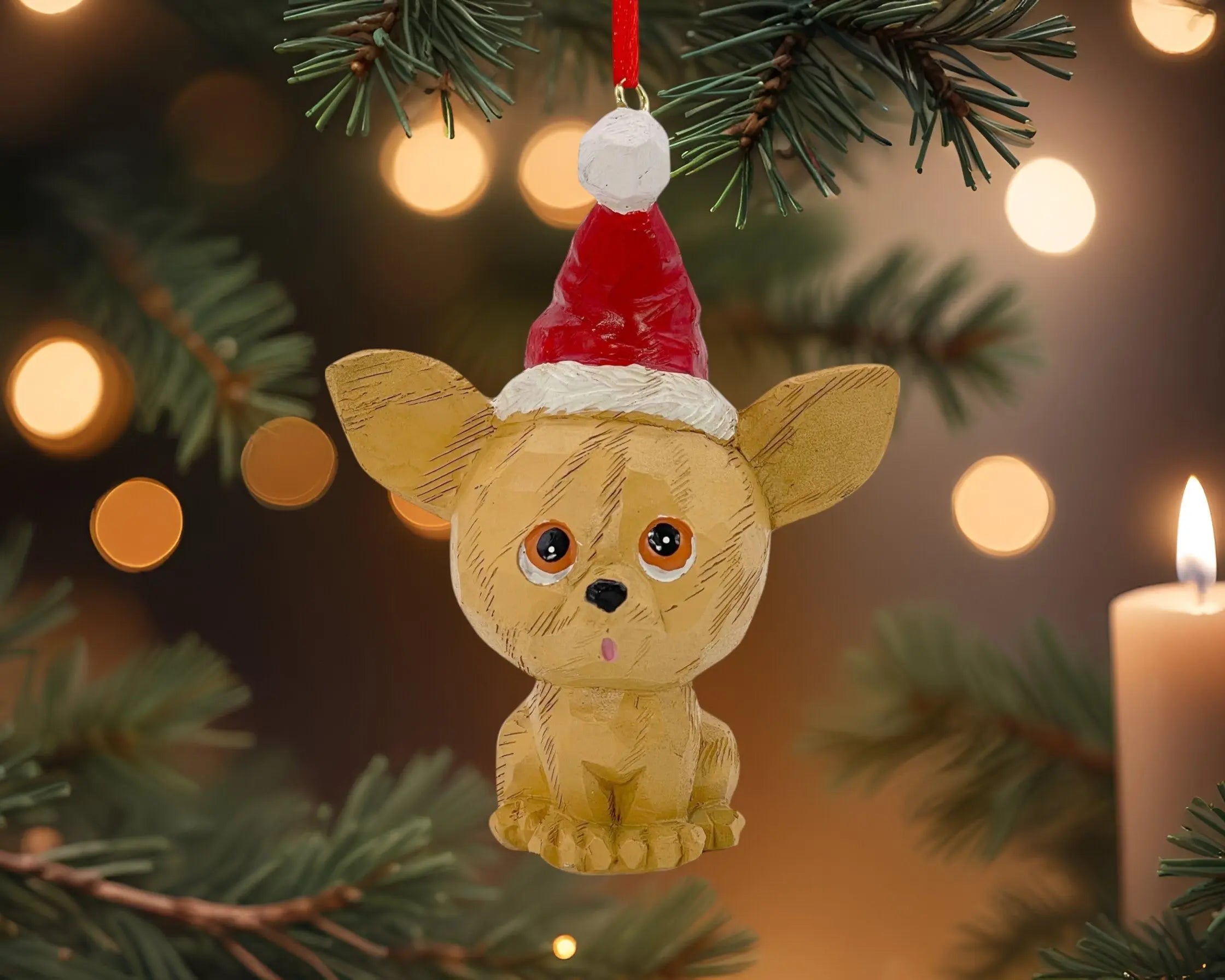 5" Brown Red And White Resin Dog Christmas Figurine Homeroots Home Decor