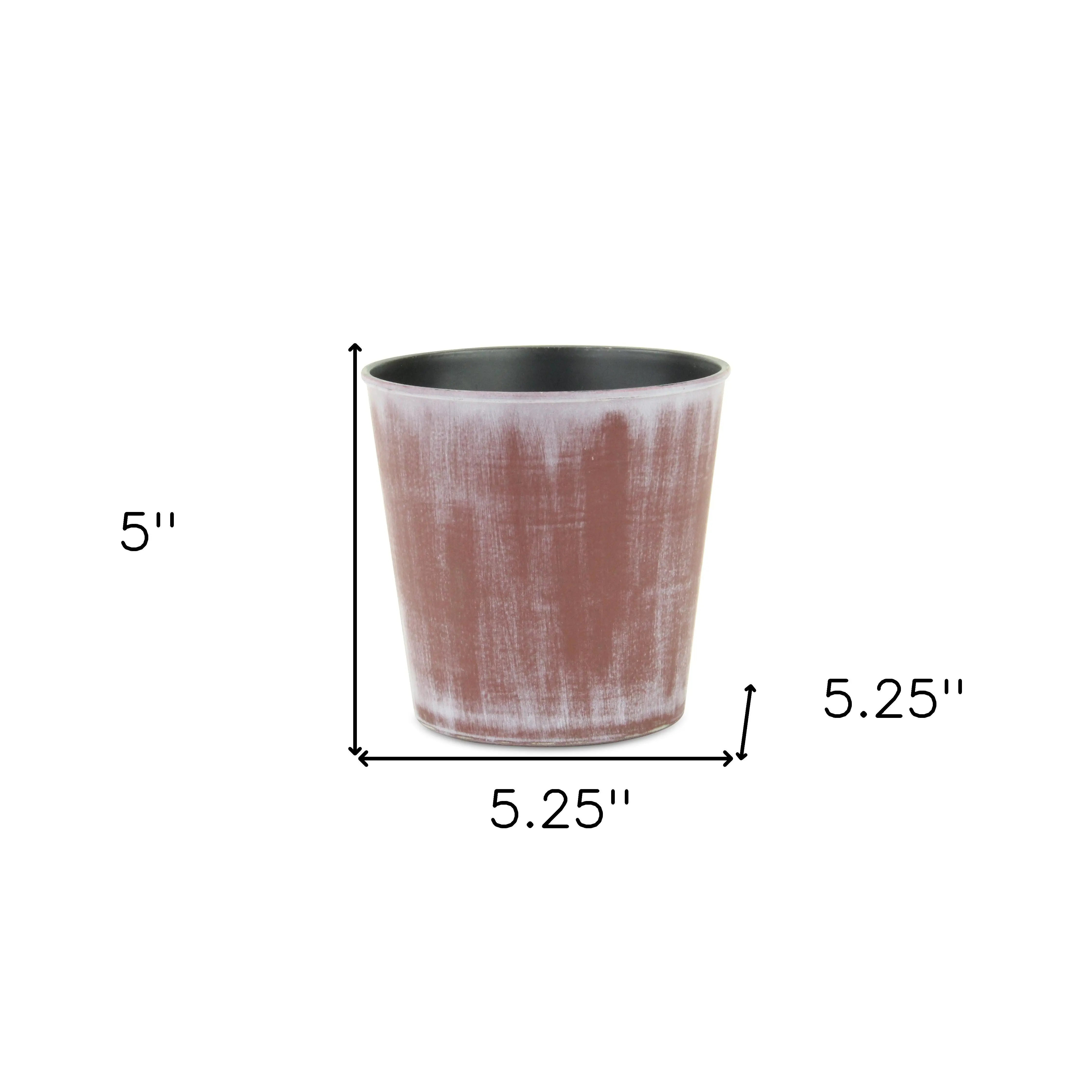 5" Brown and Off White Textural Tone On Tone Recycled Plastic Indoor Outdoor Round Pot Planter Homeroots Outdoor