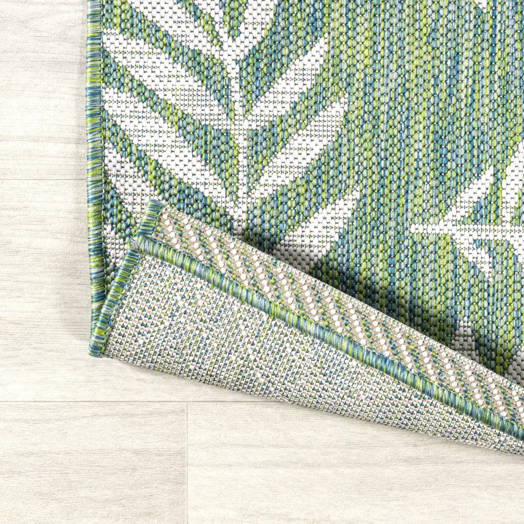 5' Cream And Green Square Floral Indoor Outdoor Area Rug Homeroots Outdoor