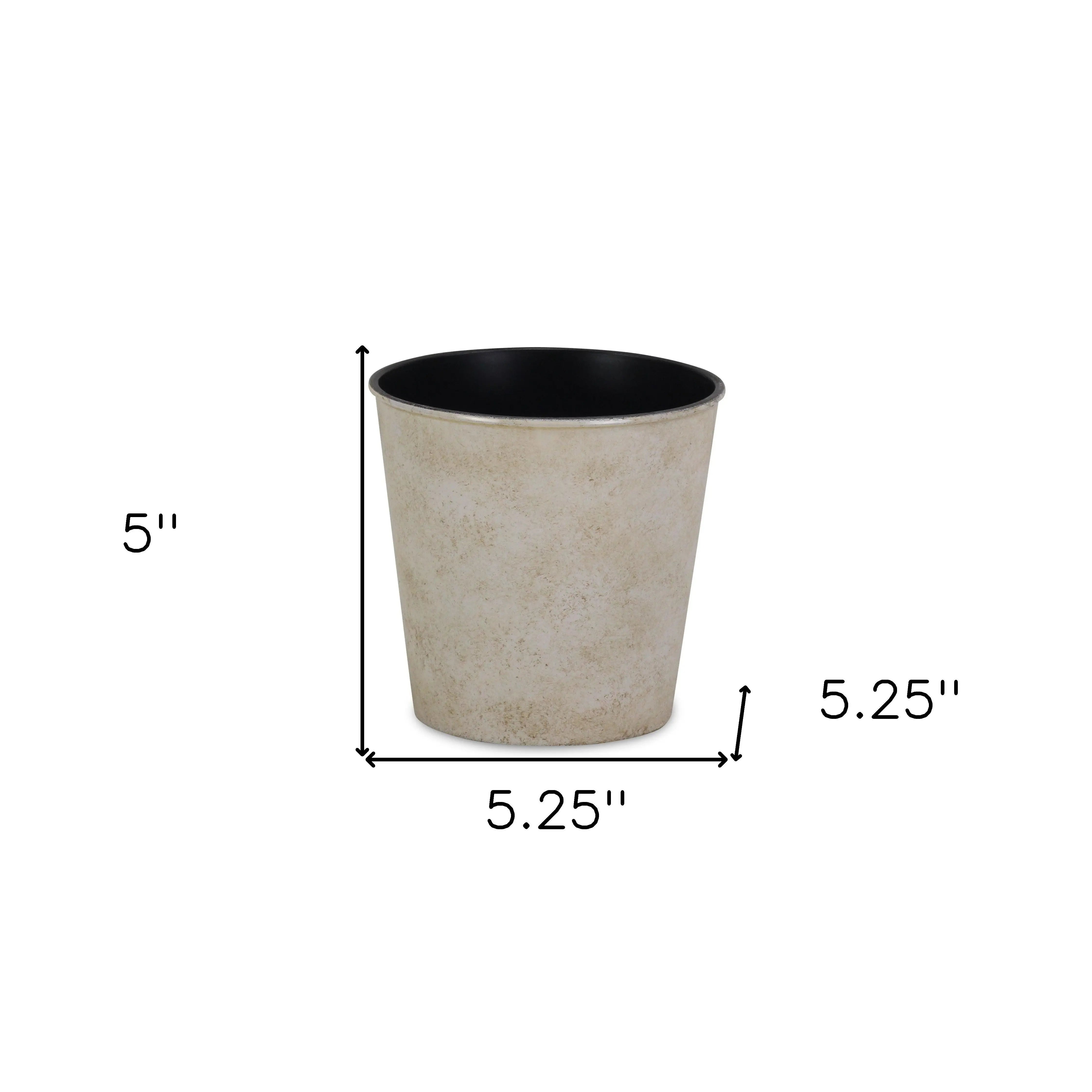 5" Cream Recycled Plastic Indoor Outdoor Round Pot Planter Homeroots Outdoor