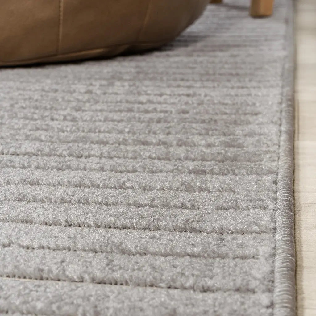5' Gray And Ivory Square Striped Indoor Outdoor Area Rug Homeroots Outdoor