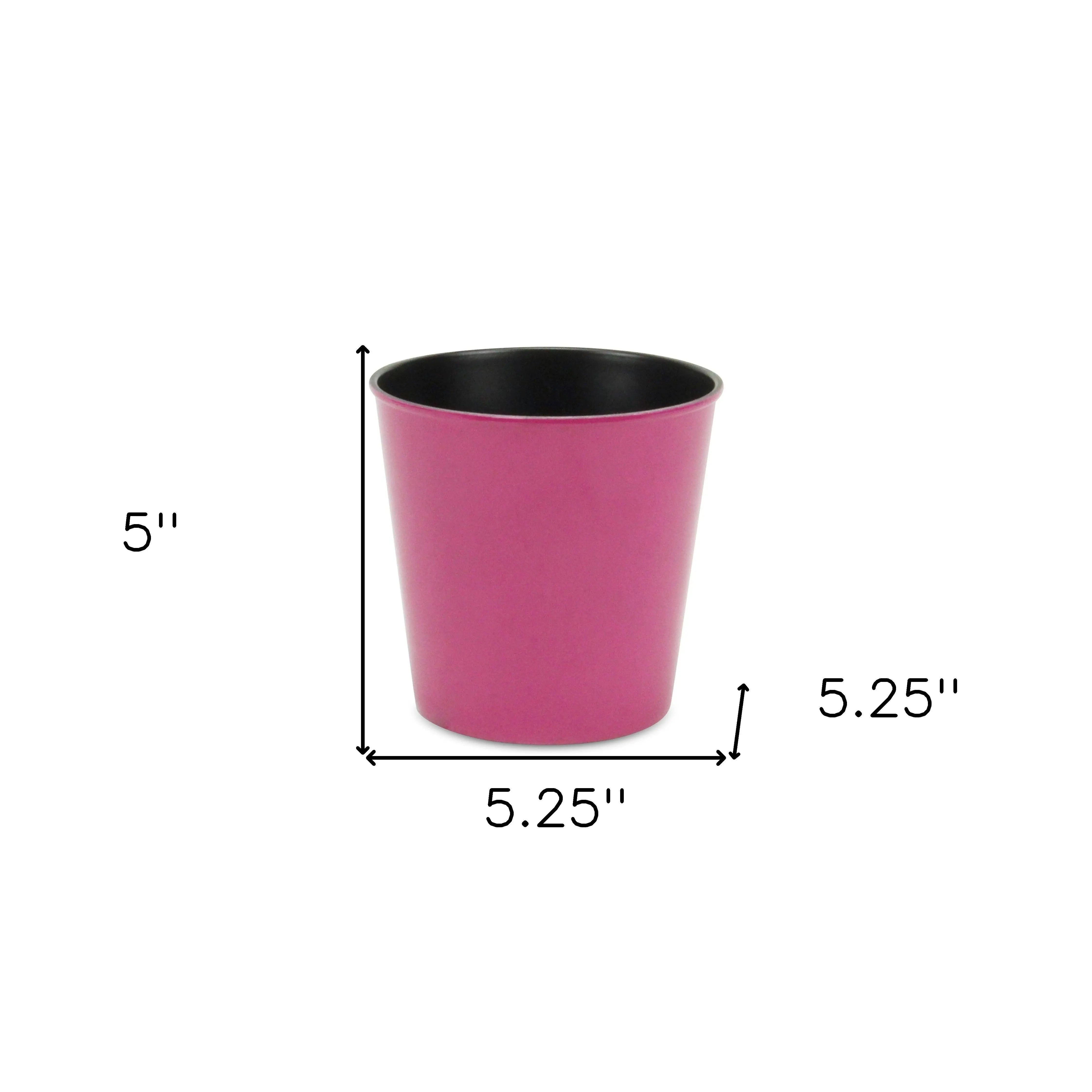 5" Hot Pink Recycled Plastic Indoor Outdoor Round Pot Planter Homeroots Outdoor