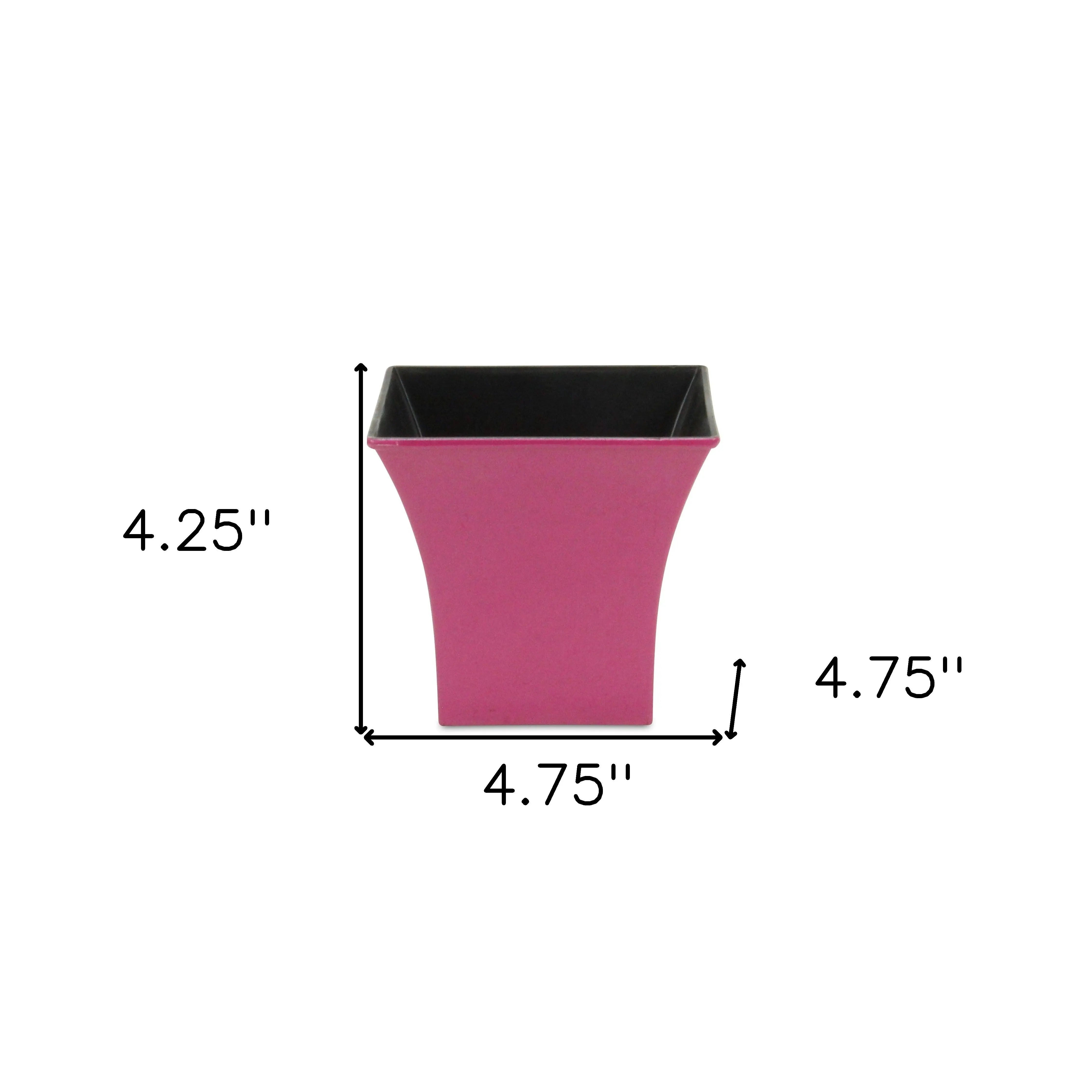 5" Hot Pink Recycled Plastic Indoor Outdoor Square Pot Planter Homeroots Outdoor