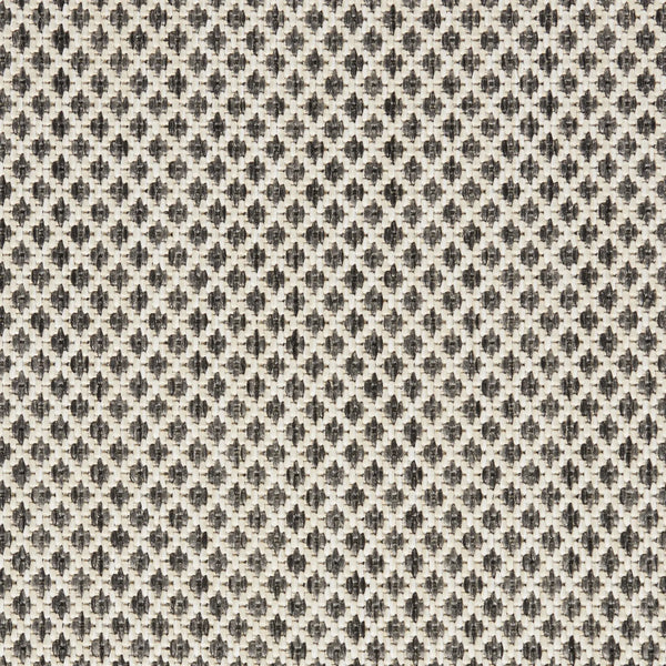 5' Ivory And Charcoal Round Geometric Indoor Outdoor Area Rug Homeroots Outdoor