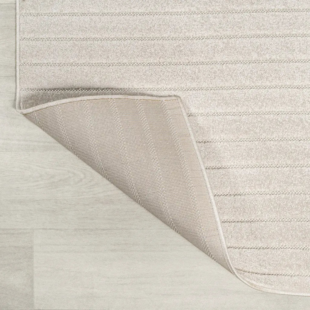 5' Ivory And Cream Round Striped Indoor Outdoor Area Rug Homeroots Outdoor