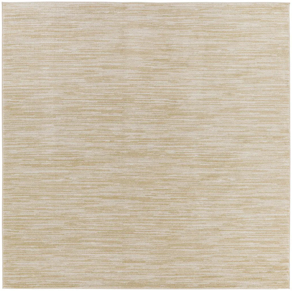 5' Ivory And Gold Square Abstract Indoor Outdoor Area Rug Homeroots Outdoor