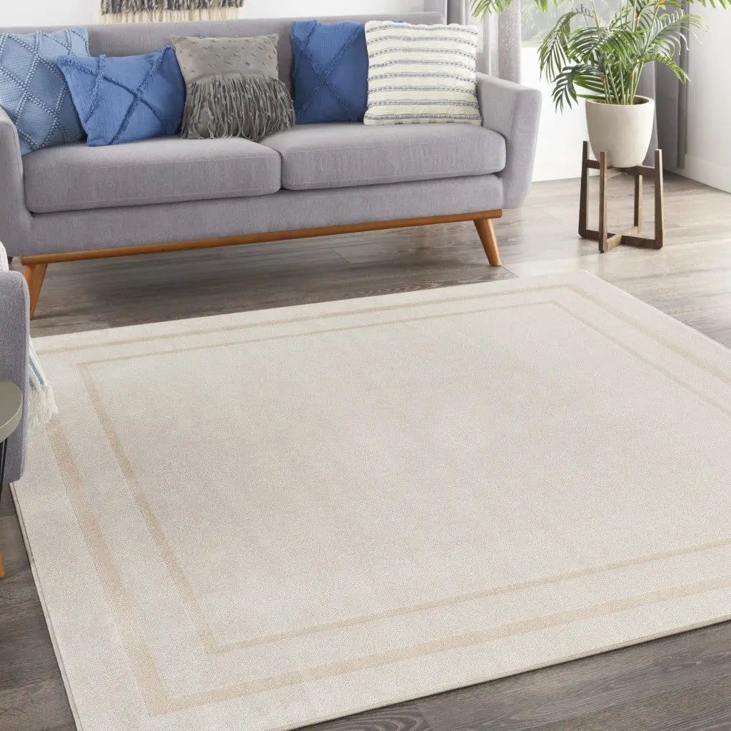 5' Ivory And Gold Square Indoor Outdoor Area Rug Homeroots Outdoor