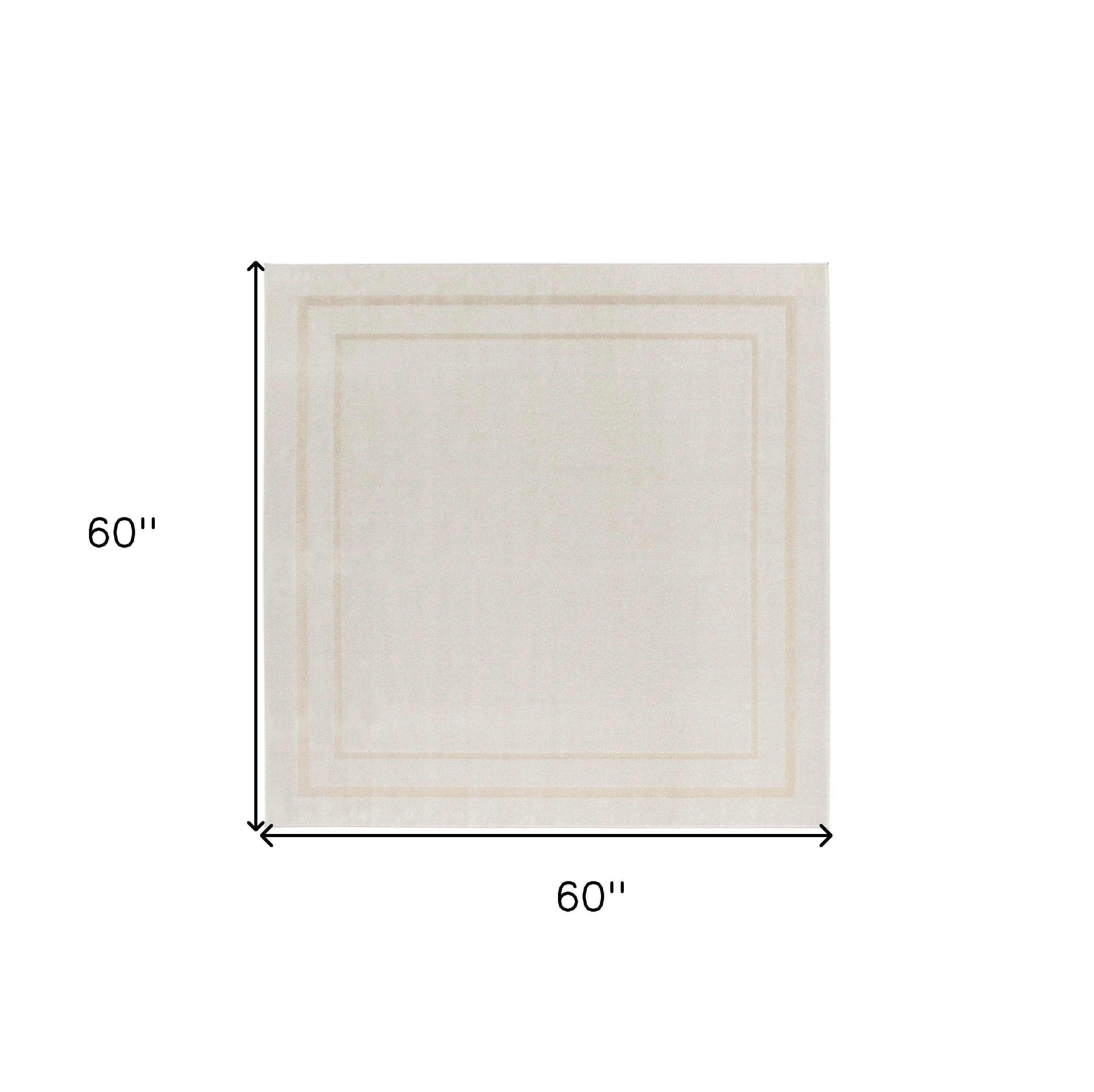 5' Ivory And Gold Square Indoor Outdoor Area Rug Homeroots Outdoor