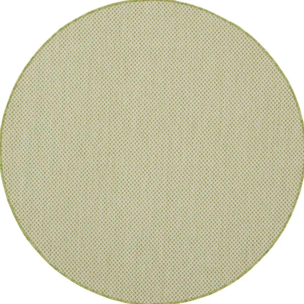 5' Ivory And Green Round Geometric Indoor Outdoor Area Rug Homeroots Outdoor