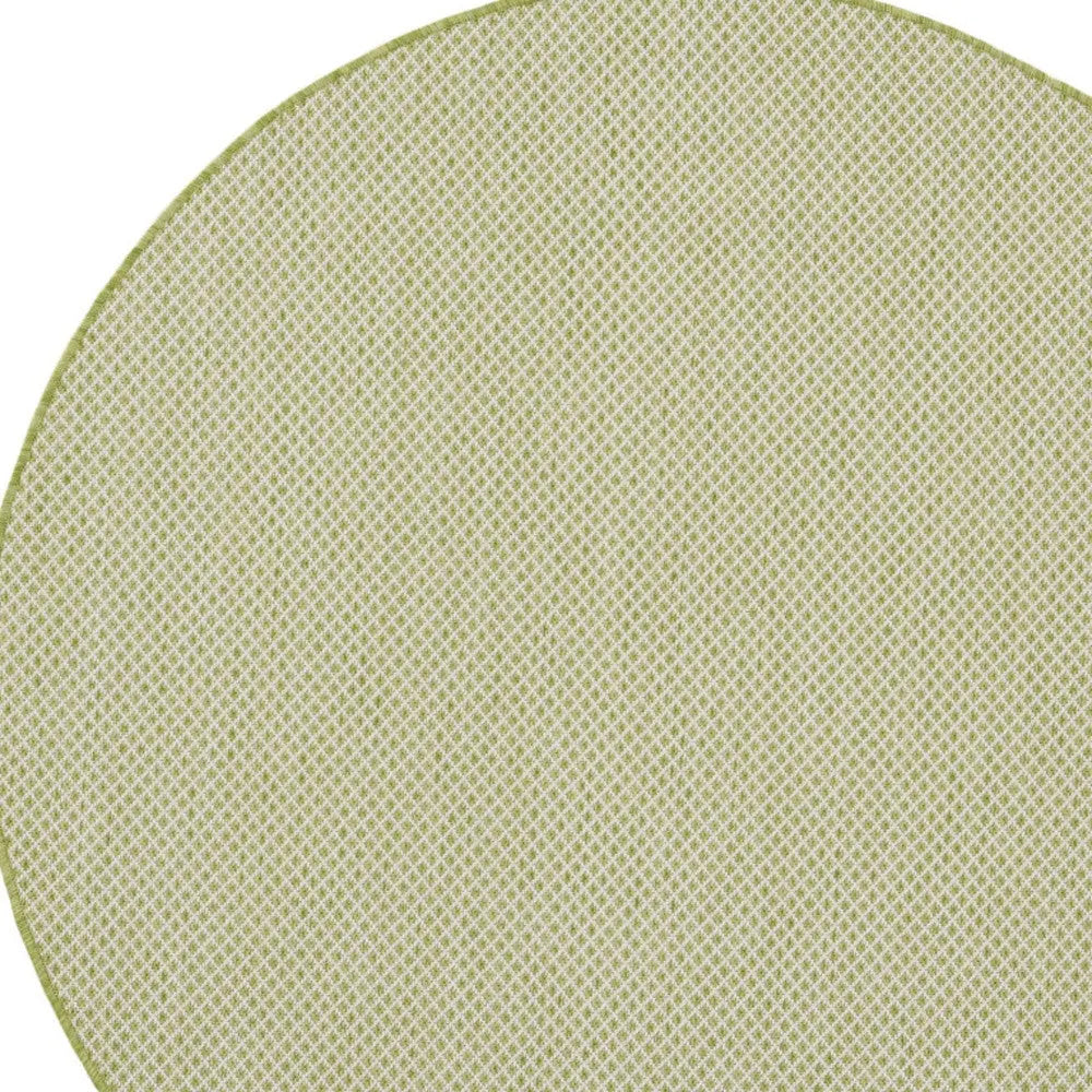 5' Ivory And Green Round Geometric Indoor Outdoor Area Rug Homeroots Outdoor