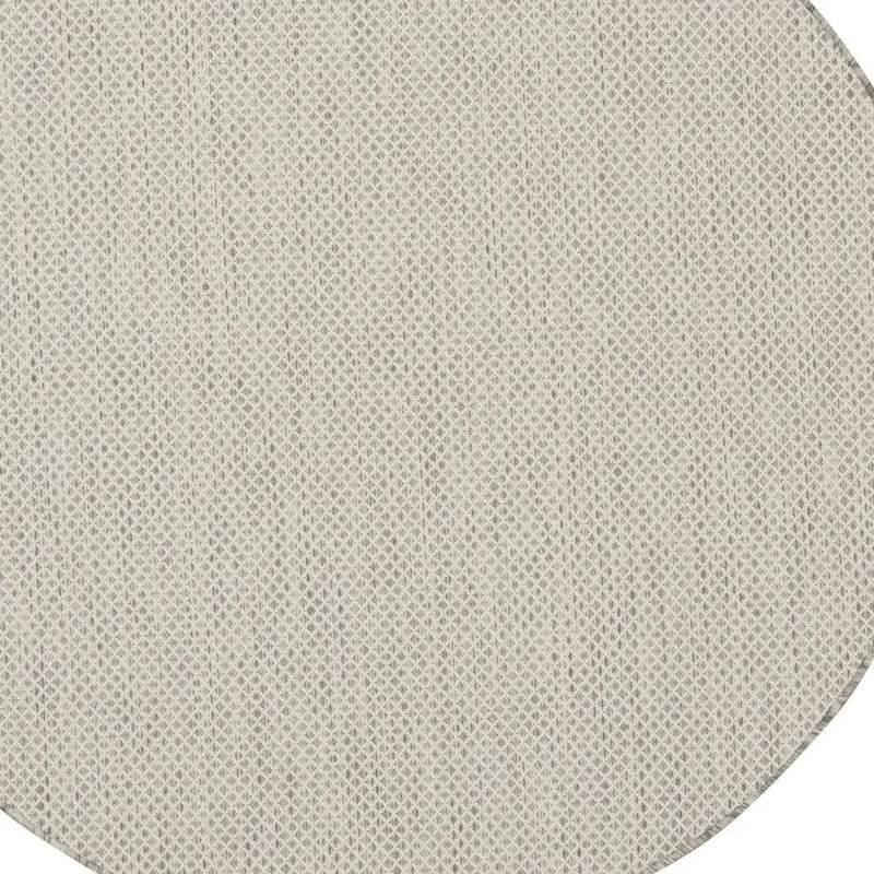 5' Ivory And Silver Round Geometric Indoor Outdoor Area Rug Homeroots Outdoor