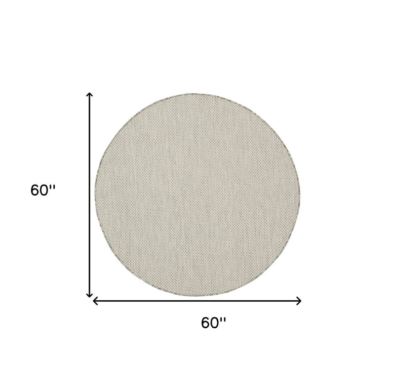 5' Ivory And Silver Round Geometric Indoor Outdoor Area Rug Homeroots Outdoor