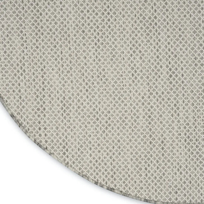 5' Ivory And Silver Round Geometric Indoor Outdoor Area Rug Homeroots Outdoor