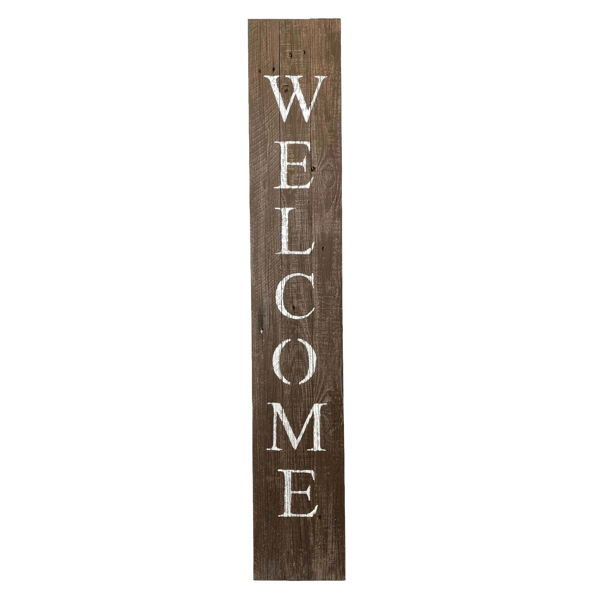 5' Rustic Espresso Brown And White Front Porch Welcome Sign - GreatEagleInc
