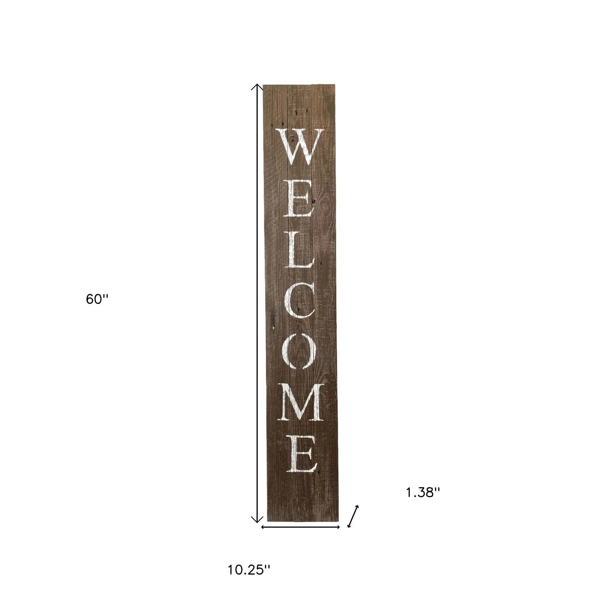 5' Rustic Espresso Brown And White Front Porch Welcome Sign - GreatEagleInc