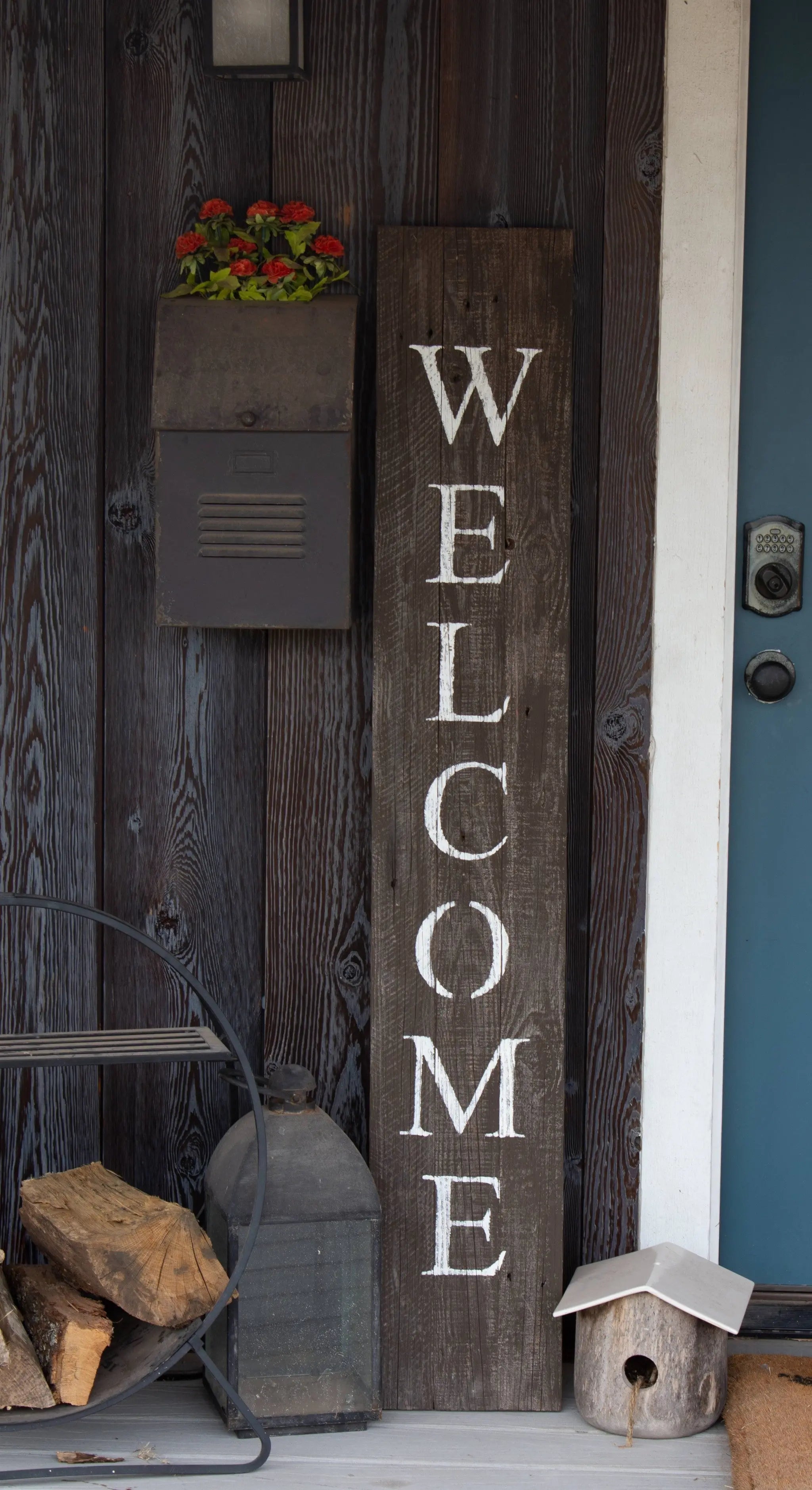 5' Rustic Espresso Brown And White Front Porch Welcome Sign - GreatEagleInc