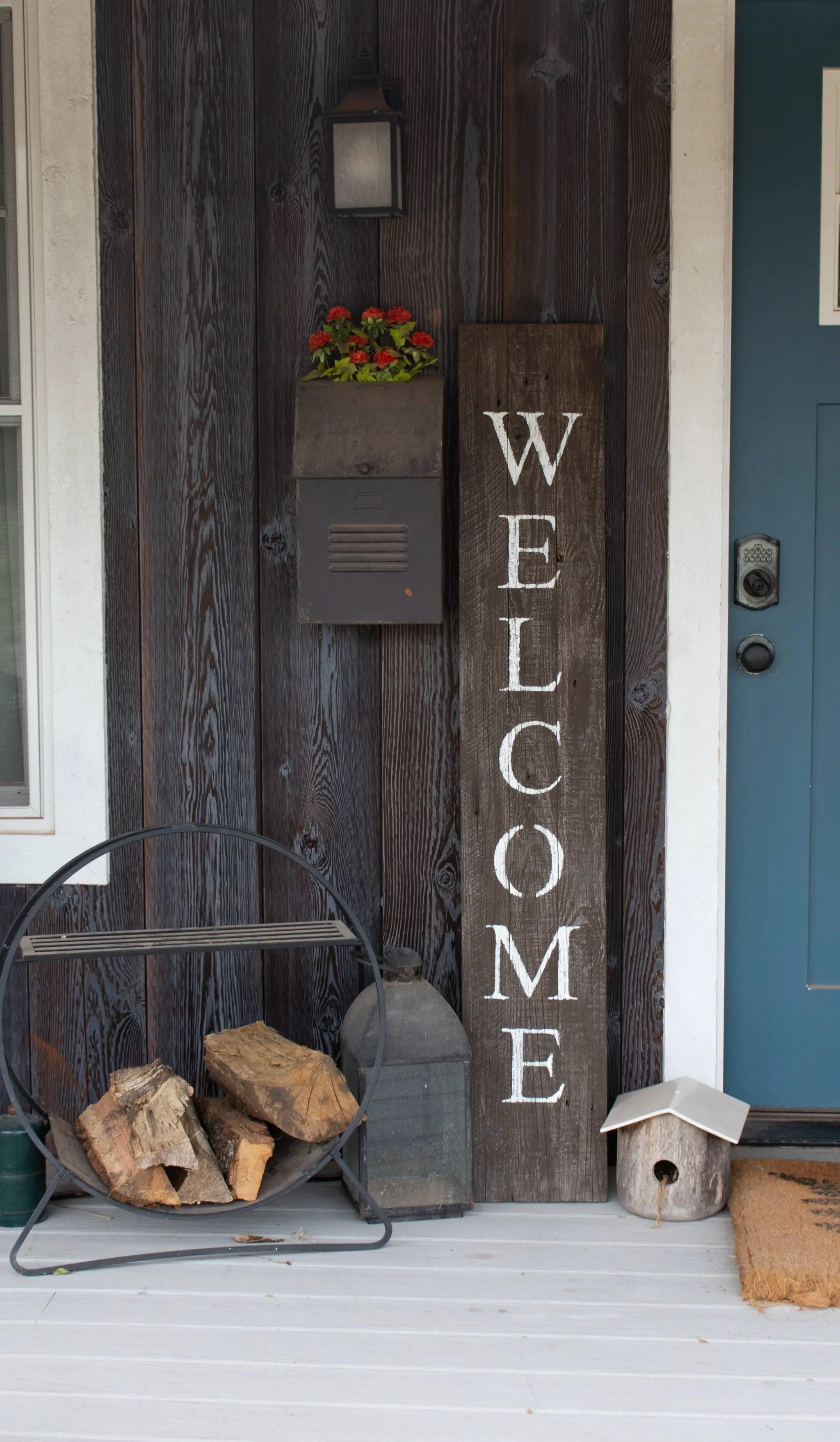 5' Rustic Espresso Brown And White Front Porch Welcome Sign - GreatEagleInc