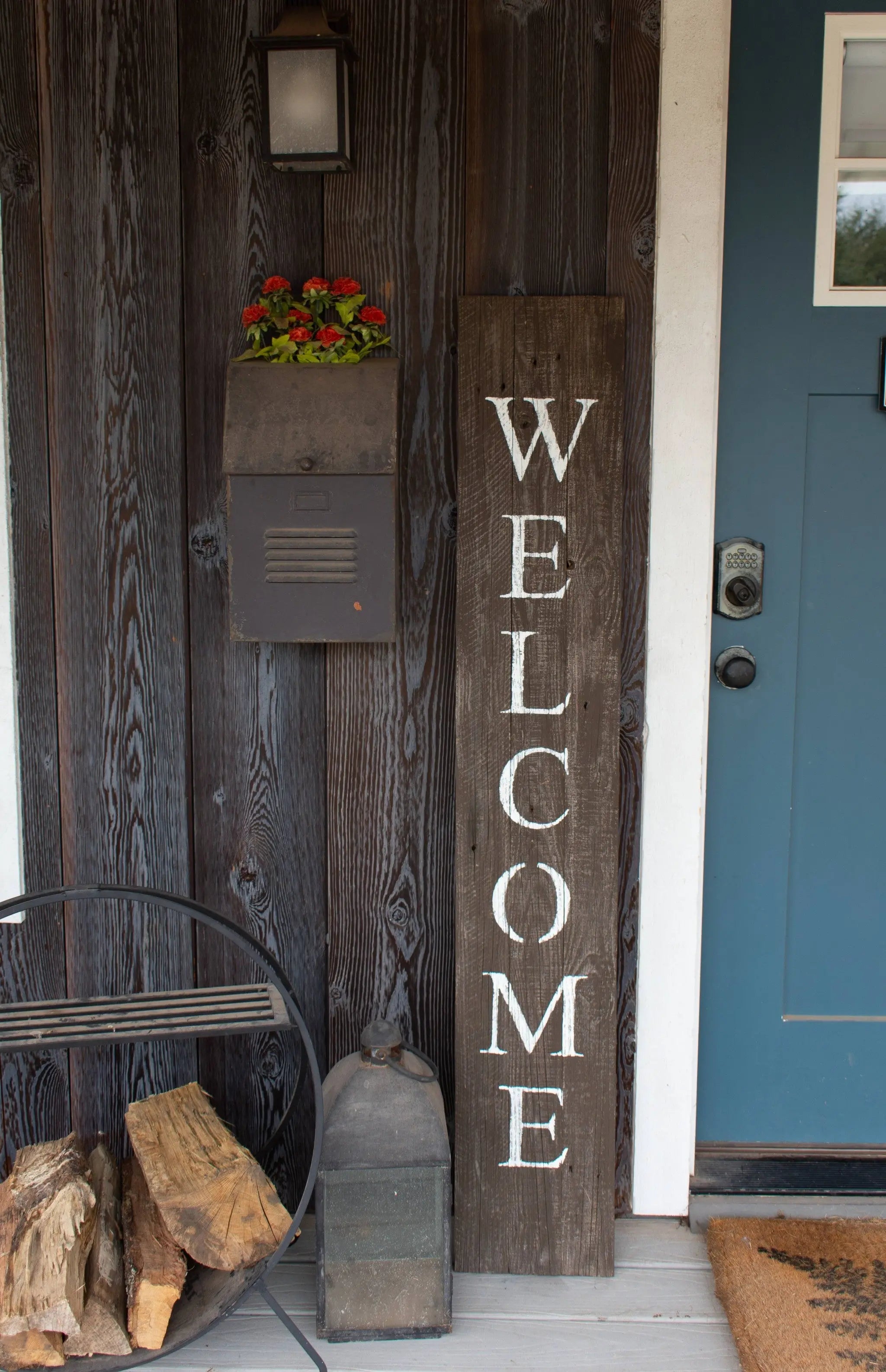 5' Rustic Espresso Brown And White Front Porch Welcome Sign - GreatEagleInc