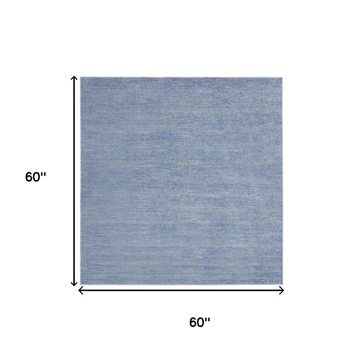 5' X 5' Blue And Gray Square Indoor Outdoor Area Rug - GreatEagleInc