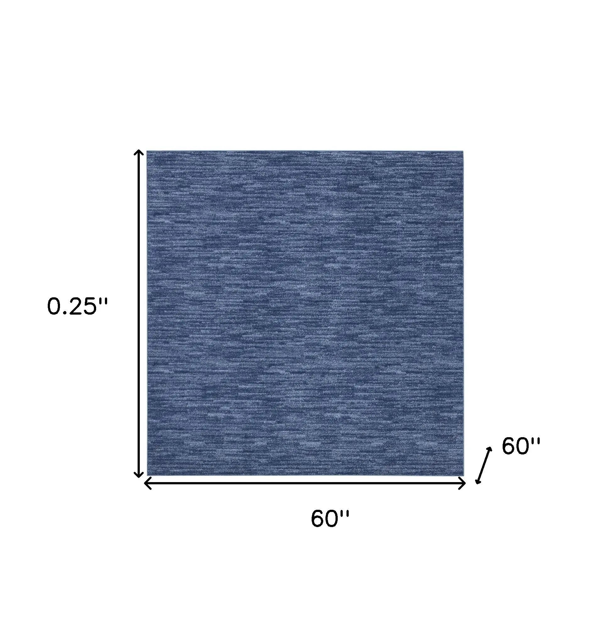 5' X 5' Blue Square Indoor Outdoor Area Rug - GreatEagleInc