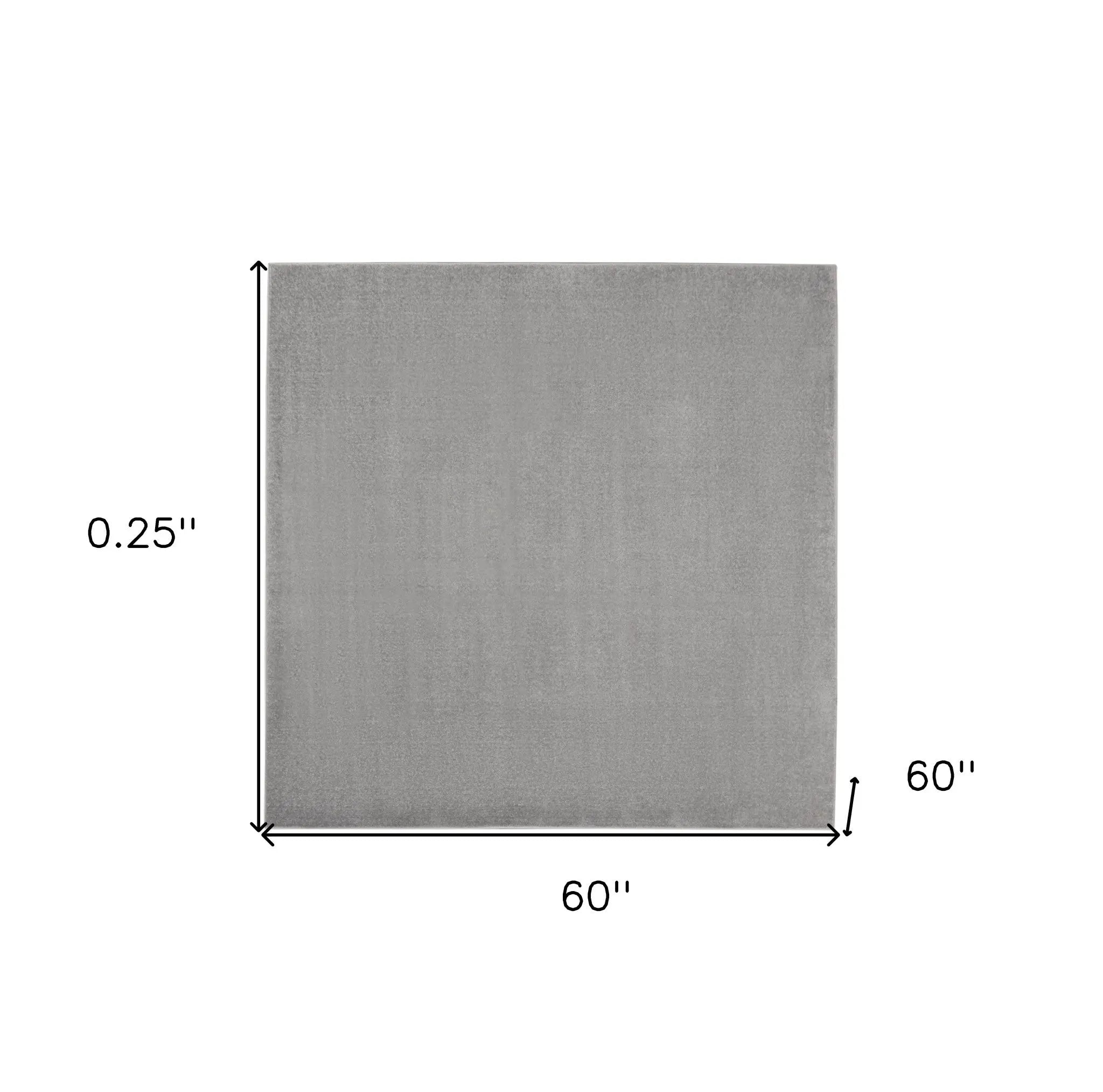 5' X 5' Gray Square Indoor Outdoor Area Rug - GreatEagleInc