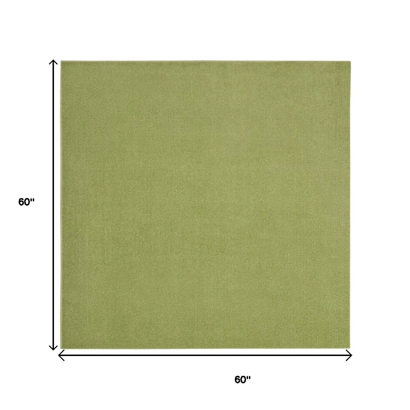 5' X 5' Green Square Indoor Outdoor Area Rug - GreatEagleInc