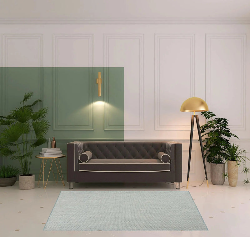 5' X 7' Aqua Geometric Power Loom Area Rug Homeroots Outdoor