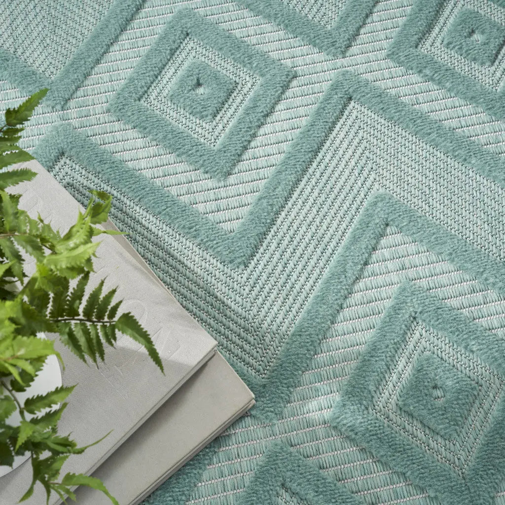 5' X 7' Aqua Indoor Outdoor Area Rug - GreatEagleInc