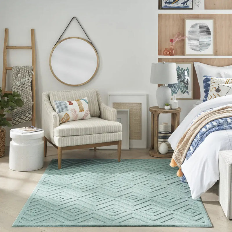 5' X 7' Aqua Indoor Outdoor Area Rug - GreatEagleInc