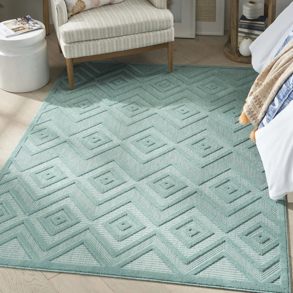 5' X 7' Aqua Indoor Outdoor Area Rug - GreatEagleInc