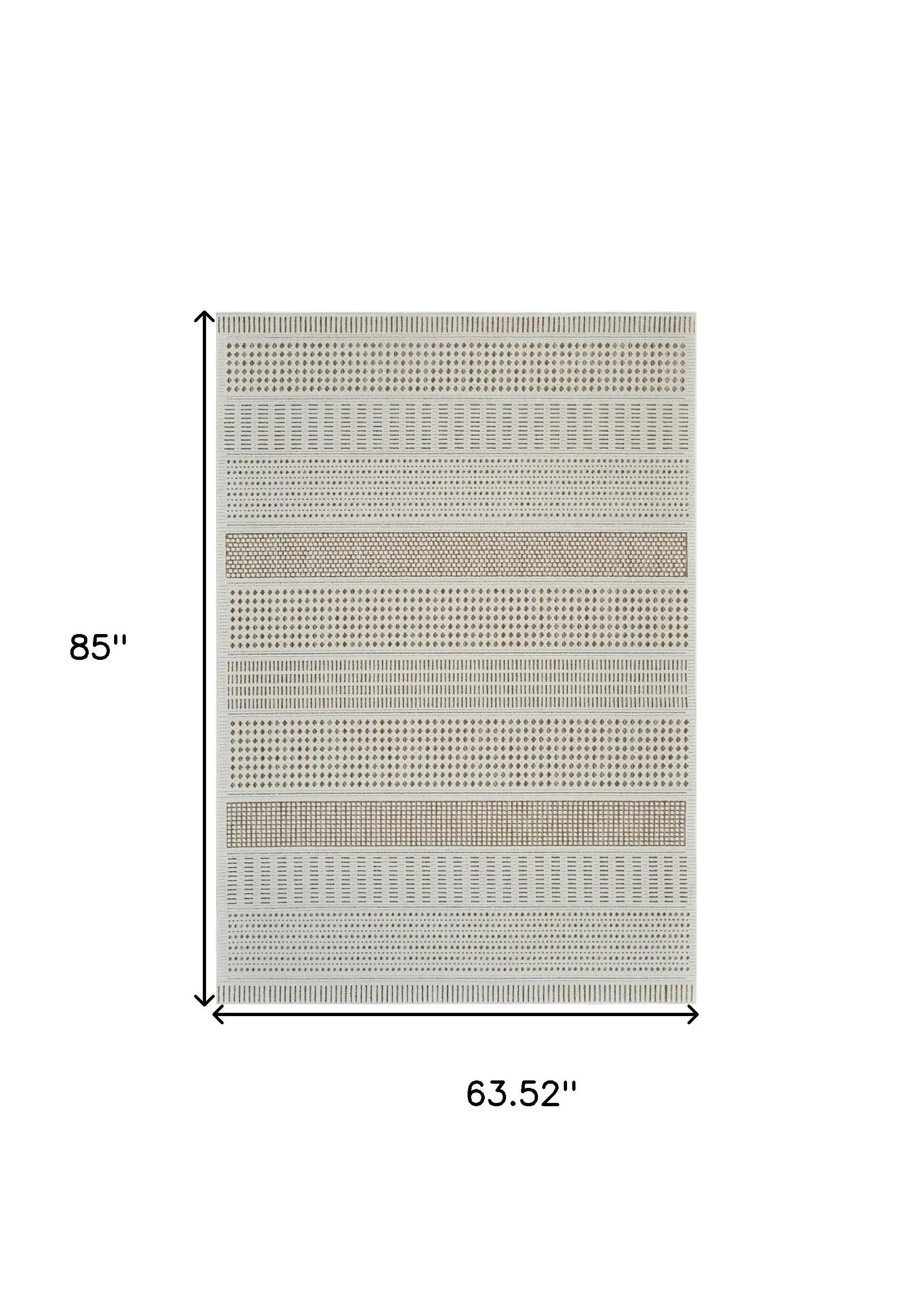5' X 7' Beige And Brown Geometric Distressed Indoor Outdoor Area Rug Homeroots Outdoor
