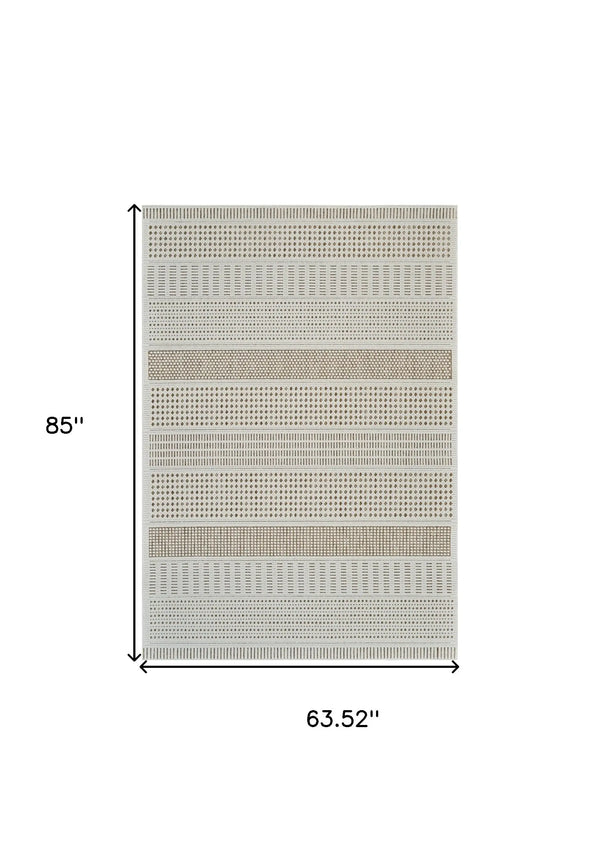 5' X 7' Beige And Brown Geometric Distressed Indoor Outdoor Area Rug Homeroots Outdoor