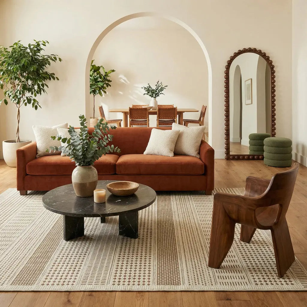 5' X 7' Beige And Brown Geometric Distressed Indoor Outdoor Area Rug Homeroots Outdoor