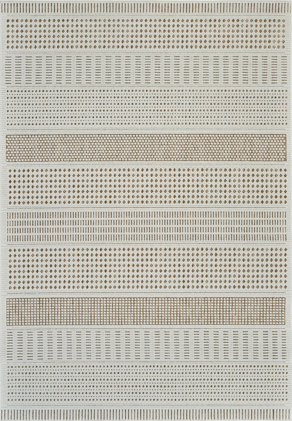 5' X 7' Beige And Brown Geometric Distressed Indoor Outdoor Area Rug Homeroots Outdoor