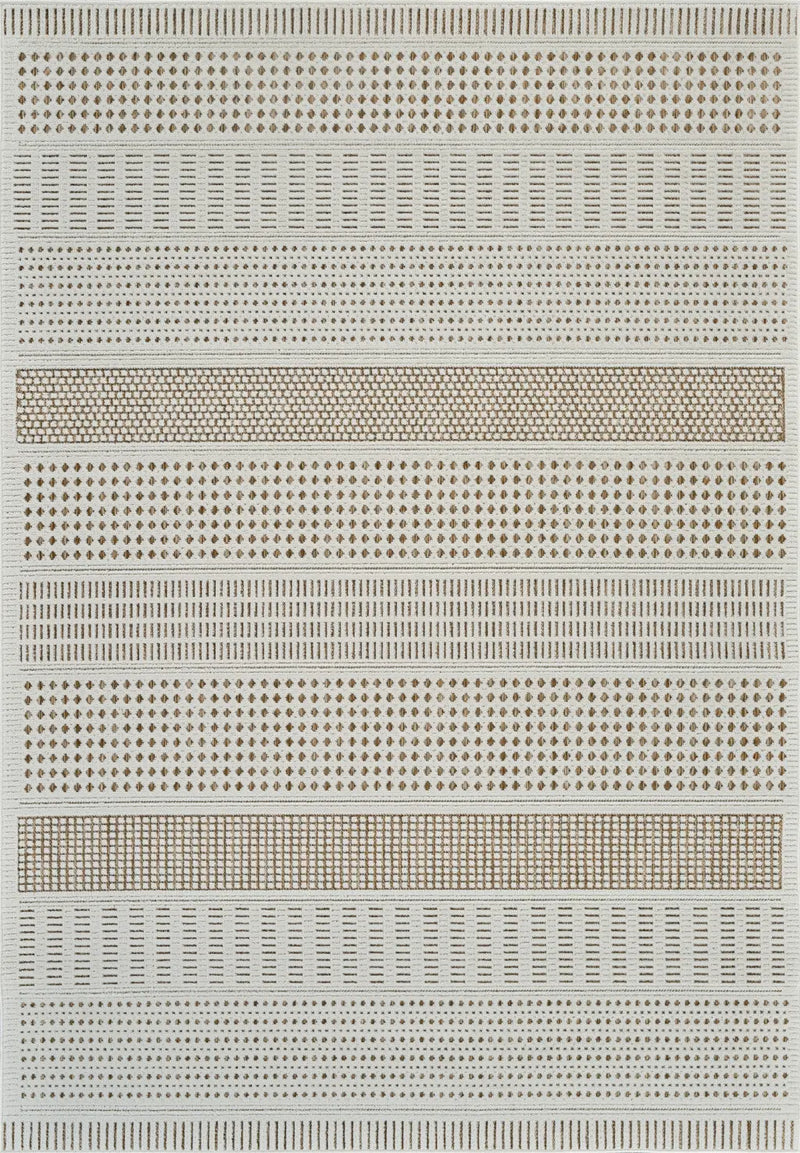 5' X 7' Beige And Brown Geometric Distressed Indoor Outdoor Area Rug Homeroots Outdoor