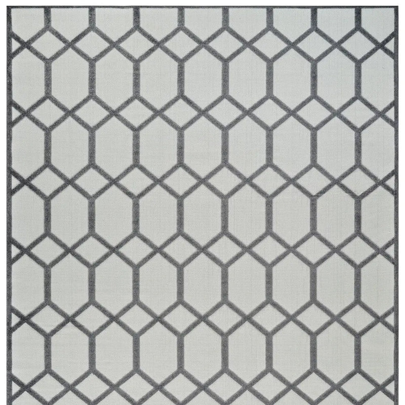 5' X 7' Beige And Gray Geometric Distressed Indoor Outdoor Area Rug Homeroots Outdoor