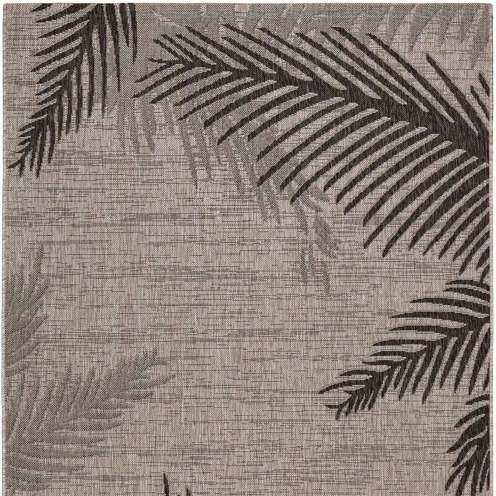 5' X 7' Beige And Gray Palm Leaf Indoor Outdoor Area Rug Homeroots Outdoor