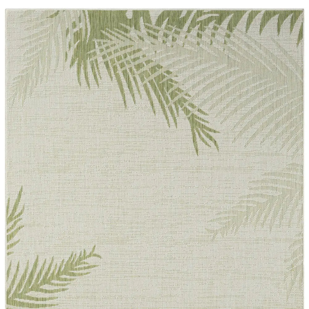 5' X 7' Beige And Green Palm Leaf Indoor Outdoor Area Rug Homeroots Outdoor