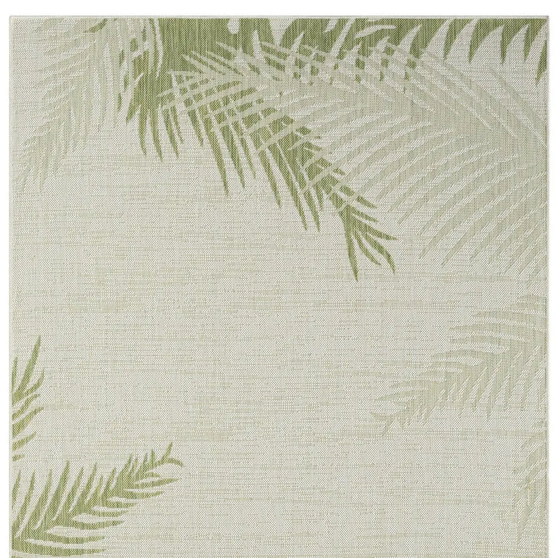 5' X 7' Beige And Green Palm Leaf Indoor Outdoor Area Rug Homeroots Outdoor