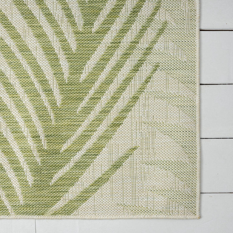5' X 7' Beige And Green Palm Leaf Indoor Outdoor Area Rug Homeroots Outdoor