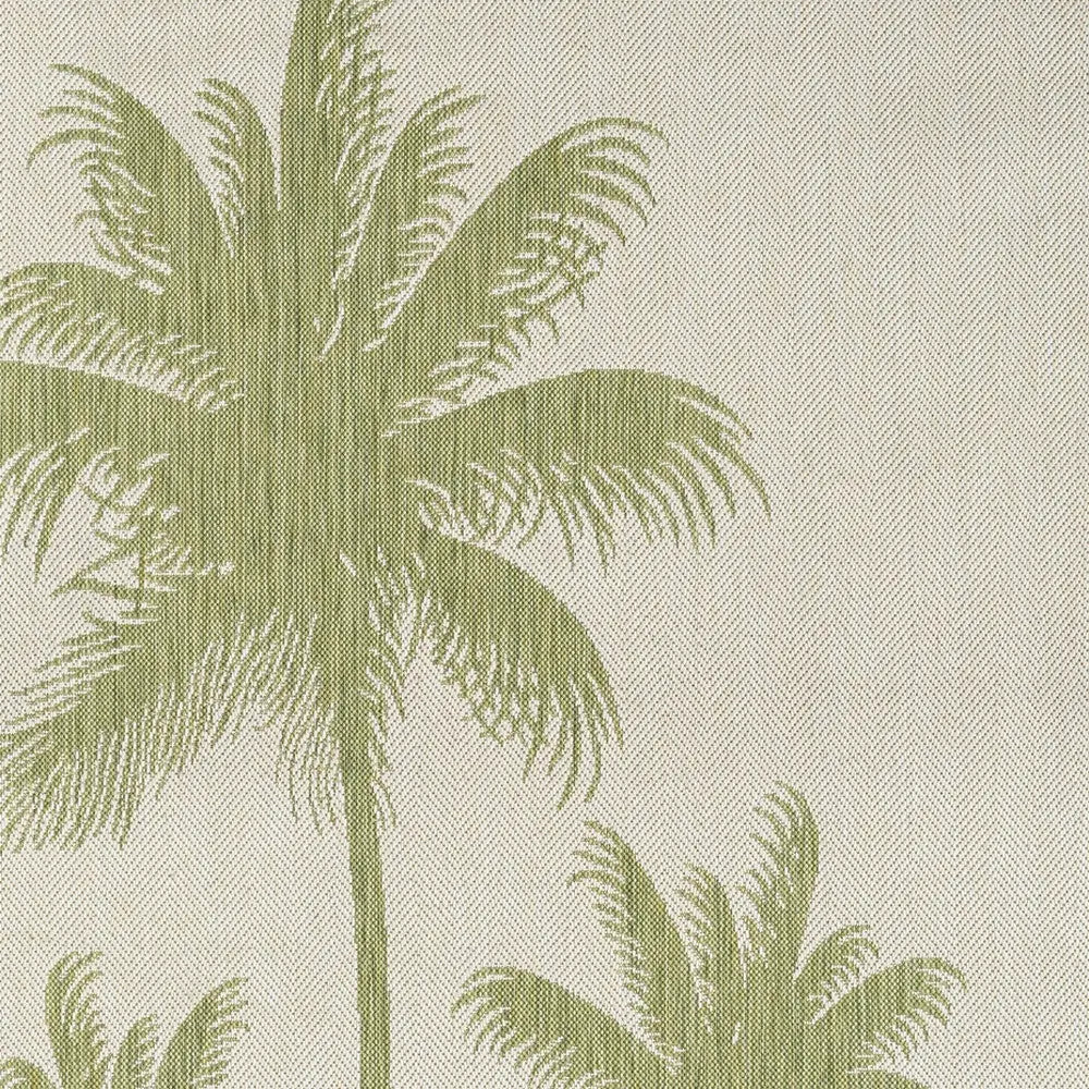 5' X 7' Beige And Green Palm Tree Indoor Outdoor Area Rug Homeroots Outdoor