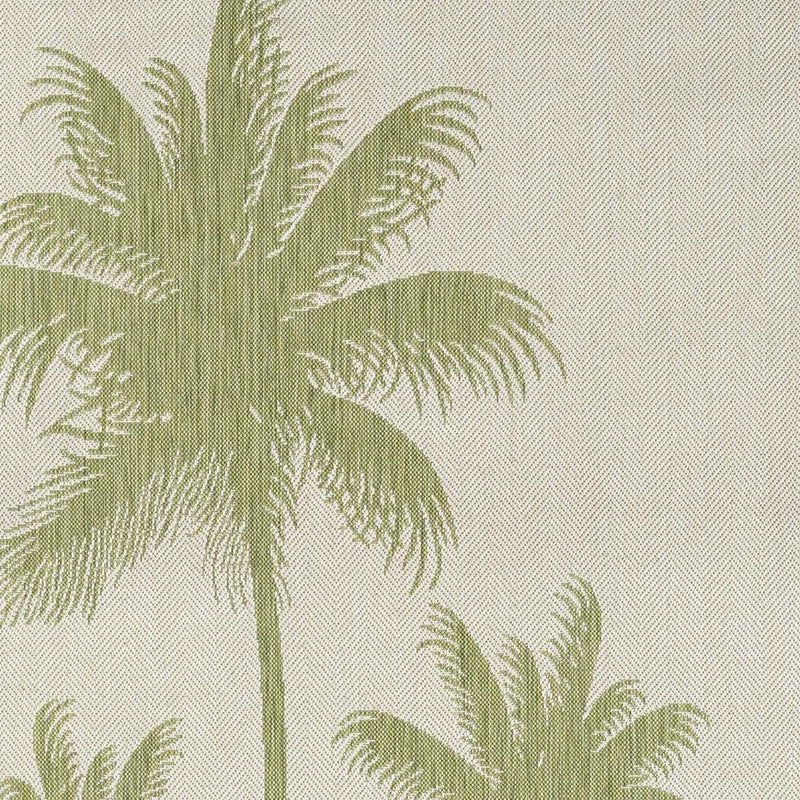 5' X 7' Beige And Green Palm Tree Indoor Outdoor Area Rug Homeroots Outdoor